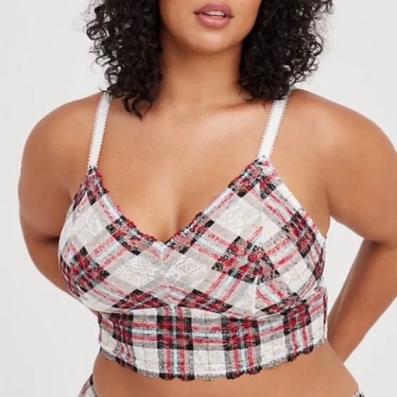 NWT Torrid Lace Longline Plaid Adjustable Braeltte - Picture 6 of 9